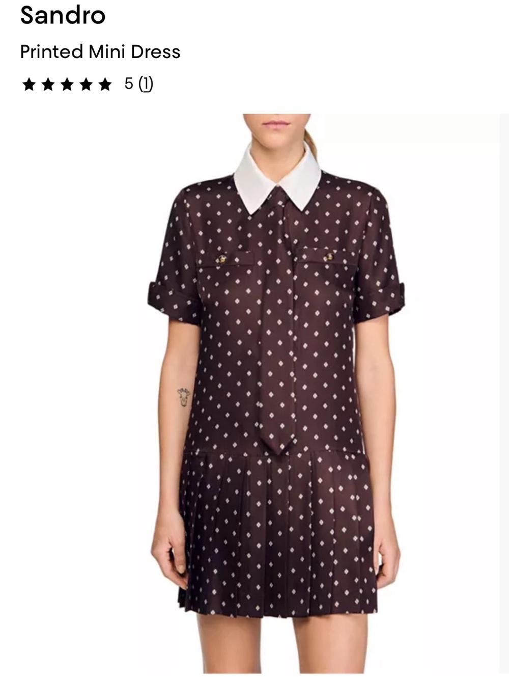 Sandro brown dress with removable tie size 38 - Picture 4 of 5